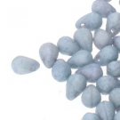 4x6mm LAVA ETCH BLUE DROP, aprx 25 beads