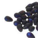 4x6mm ETCH JET AZURO DROP, aprx 25 beads