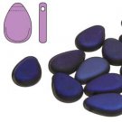 TEARDROP 9x11mm JET MATTE AZURO, aprx 30 beads