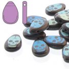 TEARDROP 9x11mm JET MATTE LASER SKULL, aprx 30 beads