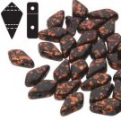 Kite 9x5mm 2 hole bead COPPER SPLASH JET OPAQUE, aprx 10gm 9523980-94412