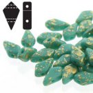 Kite 9x5mm 2 hole bead GOLD SPLASH TURQUOISE GREEN, aprx 10gm 9563120-94401
