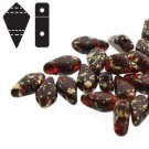 Kite 9x5mm 2 hole bead GOLD SPLASH RUBY, aprx 10gm 9590080-94401