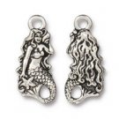 TierraCast Mermaid, double sided silver plated metal lead free charm, each