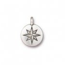 TierraCast Charm, Mini North Star double sided silver plated metal lead free charm