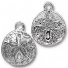 TierraCast Charm, Sand Dollar, Silver Plated Metal
