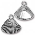 TierraCast Double Sided Drop, Charm, Shell, Silver Plated Metal