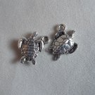 TierraCast Double Sided Drop, Charm, Sea Turtle, Silver Plated Metal