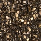 1/2 Tila 2 hole aprx 8gm Czech Glass 5mm beads Half Tila, Dark Bronze, Metallic color 457