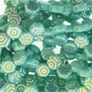 Honeycomb 6mm Turquoise Green Laser Web AB appr 30 beads