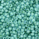TOHO - Round 15/0: Inside-Color Frosted Aqua/Lt Jonquil-Lined Czech glass beads color 954F