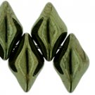 GEMDUO 8x5mm ColorTrends Metallic Green, aprx 8gm Czech glass beads color B14495