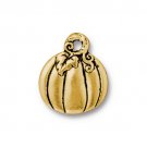 Pumpkin Charm Antiqued Gold Plate Double Sided Made in USA by TierraCast