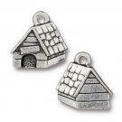 TierraCast Double Sided Dog House Charm - 15 x 15mm, 2.2mm Loop Antique Silver Plate each