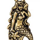 TierraCast Mermaid, double sided 22kt gold plated antiqued finish metal lead free charm, each