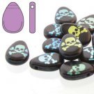 TEARDROP 9X11M JET LASER SKULL/CROSS, 6 beads