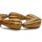 22x11mm Melon Drop Yellow Gold with a Gold Finish and Copper Wash 6 Czech Glass Beads