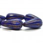 22x11mm Melon Drop Indigo with a Gold Finish and Bronze Wash6 Czech Glass Beads