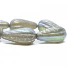 22x11mm Melon Drop Grey with a Silver, AB and Mercury Finish 10 Czech Glass Beads