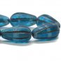 8x15mm Melon Drop Teal and White with a Brown Wash  10 Czech Glass Beads