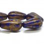 8x15mm Melon Drop Indigo with a Gold Finish and Bronze Wash 10 Czech Glass Beads