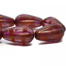 8x15mm Melon Drop Boysenberry and Red with a Golden Luster and Pink Wash 10 Czech Glass Beads