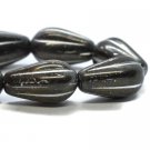 8x15mm Melon Drop Black with a Light Bronze Finish and Silver Wash 10 Czech Glass Beads