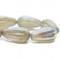 8x15mm Melon Drop Pale Grey with An AB Finish and Gold Wash 10 Czech Glass Beads