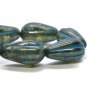 8x15mm Melon Drop Teal with a Picasso Finish and Turquoise Wash 10 Czech Glass Beads