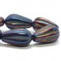 8x15mm Melon Drop Indigo with a Bronze and Purple Finish 10 Czech Glass Beads color 100