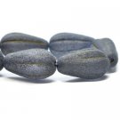 8x15mm Melon Drop Midnight Blue with An Etched and AB Finish 10 Czech Glass Beads