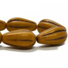 8x15mm Melon Drop Yellow Gold with a Brown Wash 10 Czech Glass Beads