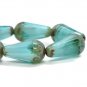 15x8mm Faceted Dangle Drop Sky Blue with a Picasso Finish 8 Czech Glass Beads