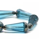 9x20mm Faceted Dangle Drop Sky Blue with Silver Finish 6 Czech Glass Beads