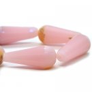 9x20mm Faceted Dangle Drop Dusty Rose with an AB and Etched Finish 6 Czech Glass Beads