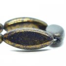 18x7mm Spindle Blue Violet with Gold Wash 10 Czech Glass Beads