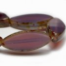 7x18mm Spindle Violet with Picasso Finish 10 Czech Glass Beads
