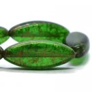 18x7 mm Spindle Green with a Gold Finish 10 Czech Glass Beads