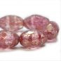 12x8mm Faceted Oval Pink with Gold Luster 12 Czech Glass Beads