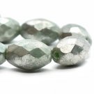8x12mm Faceted Oval Sea Green with a Silver Finish 12 Czech Glass Beads
