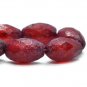 8x12mm Faceted Oval Ruby Red with An Etched Finish and a Pink Wash Czech 12 Glass Beads