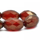 8x12mm Faceted Oval Ruby Red with a Gold Luster 12 Czech Glass Beads