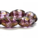 12x8mm Faceted Oval Purple with Bronze Finish 12 Czech Glass Beads