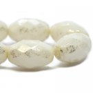 12x8mm Faceted Oval White with a Mercury Finish Czech Glass Beads