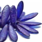 5x16mm Daggers Indigo with Etched Finish and Purple Wash 50 Czech Glass Beads
