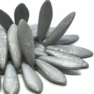 5x16mm Daggers Grey with Etched and Silver Finish 50 Czech Glass Beads