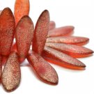 5x16mm Daggers Scarlet Red with Etched and Gold Wash Finish  50 Czech Glass Beads