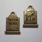 Gravestone Nevermore Raven Double Sided Charm Grave Stone by TierraCast, Halloween Poe