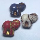 Elephant red white blue Czech glass bead assortment