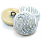 18mm Swirl Button Bone with a Silver Wash and AB Finish Czech Glass